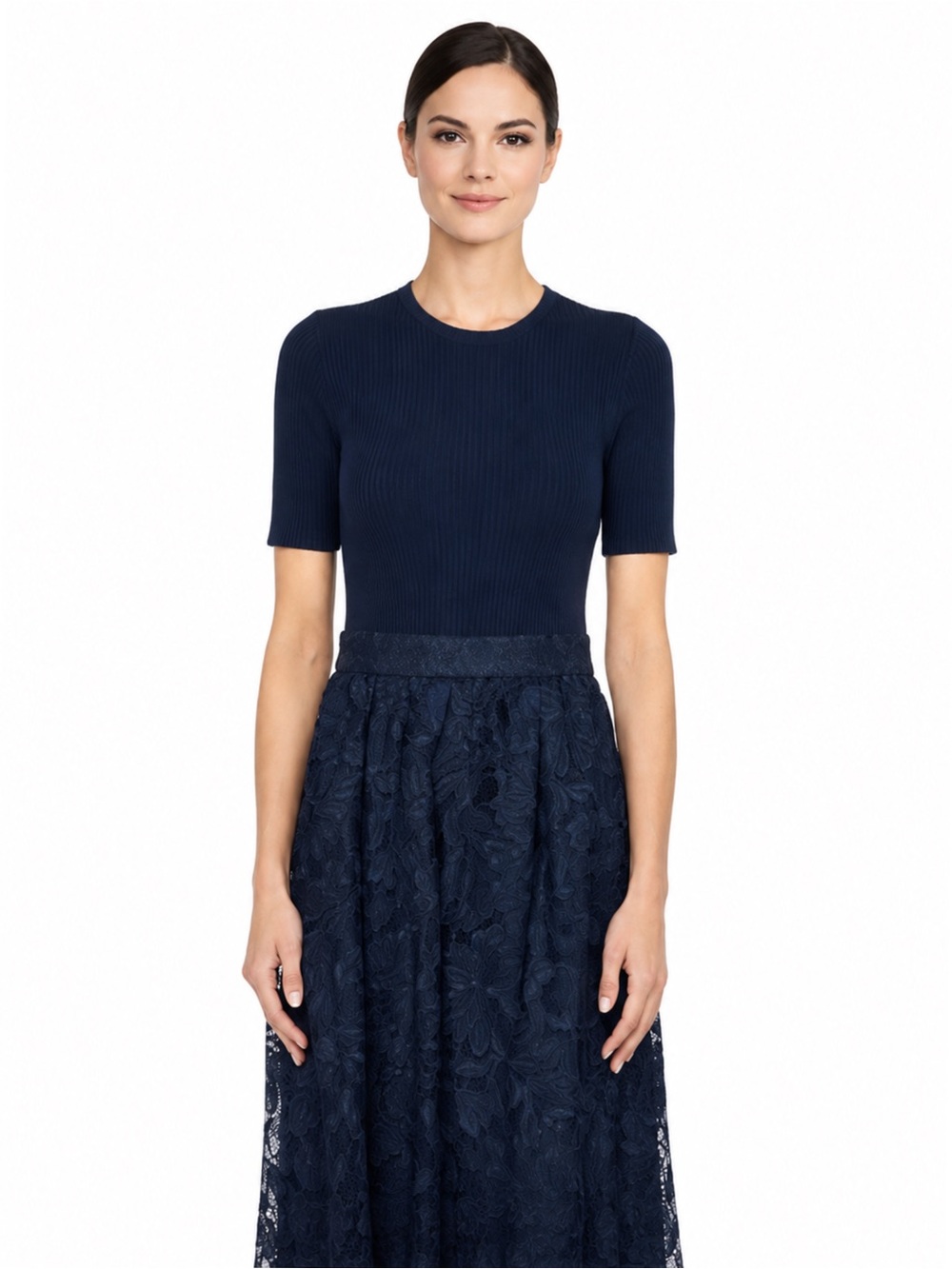 Ann Taylor Elegant Dark Blue Midi Dress